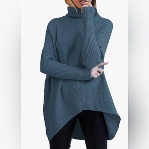 ANRABESS Womens Oversized Turtleneck Batwing Sweater